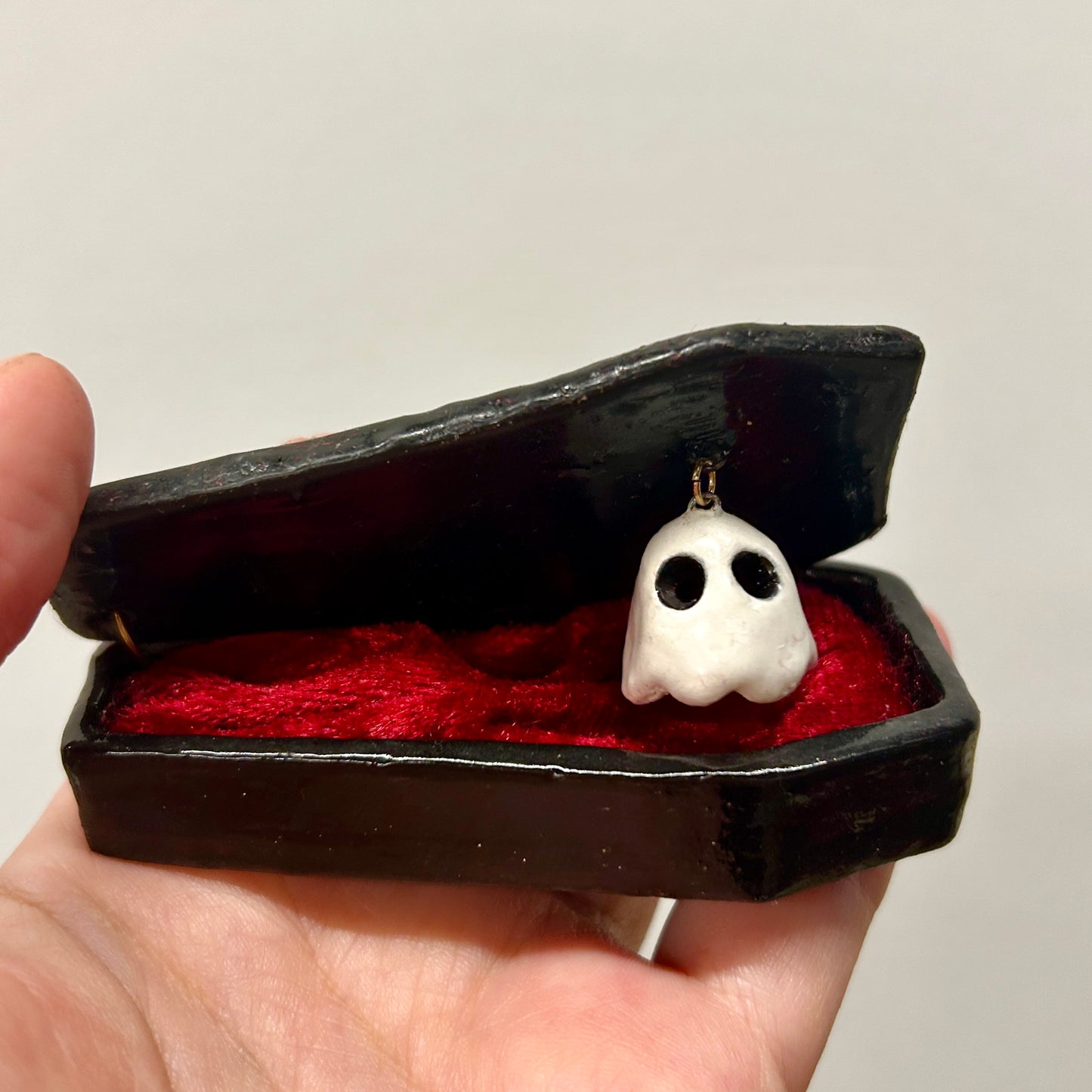 Coffin Trinket Box with Hanging Ghost