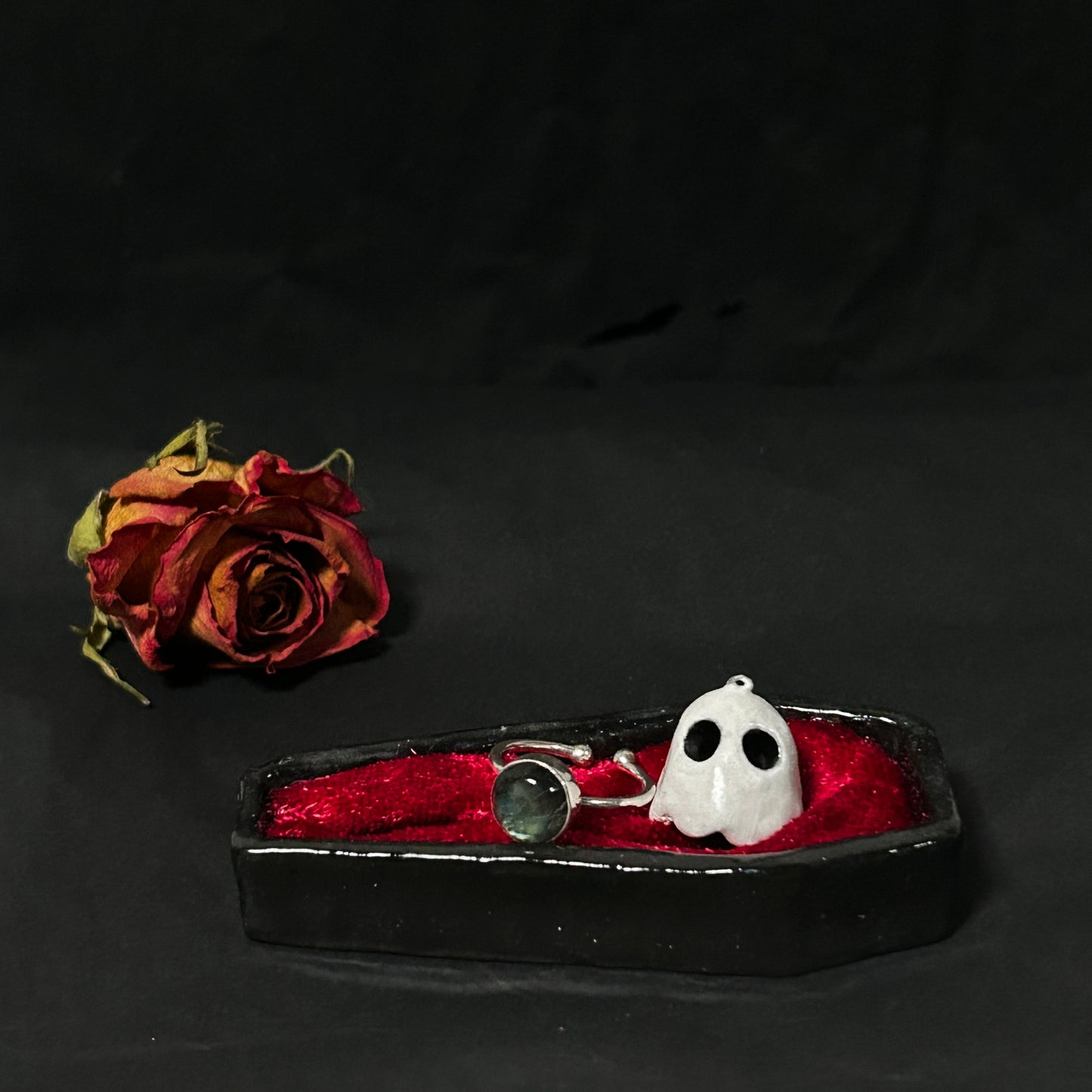 Coffin Trinket Box with Hanging Ghost