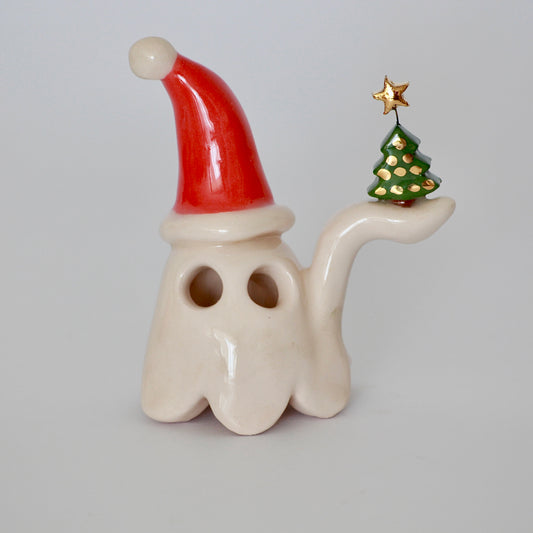 Santa Ghostie with Ornamented Tree