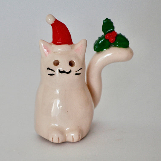 Santa Kitty with Mistletoe