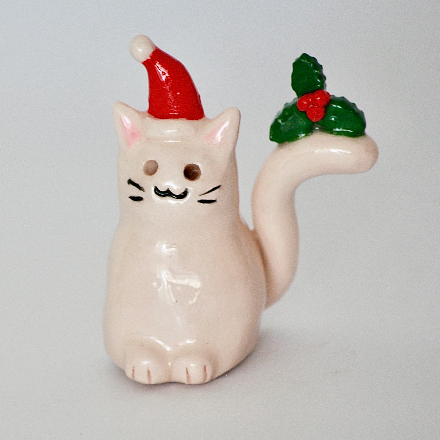 Santa Kitty with Mistletoe