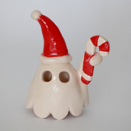 Santa Ghostie with Candy Cane