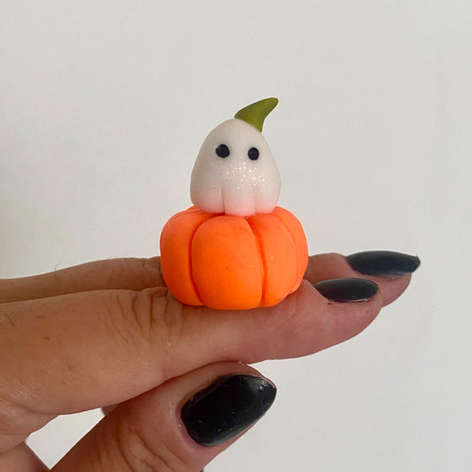 Pumpkin Sitter Ghostie (Polymer Clay)