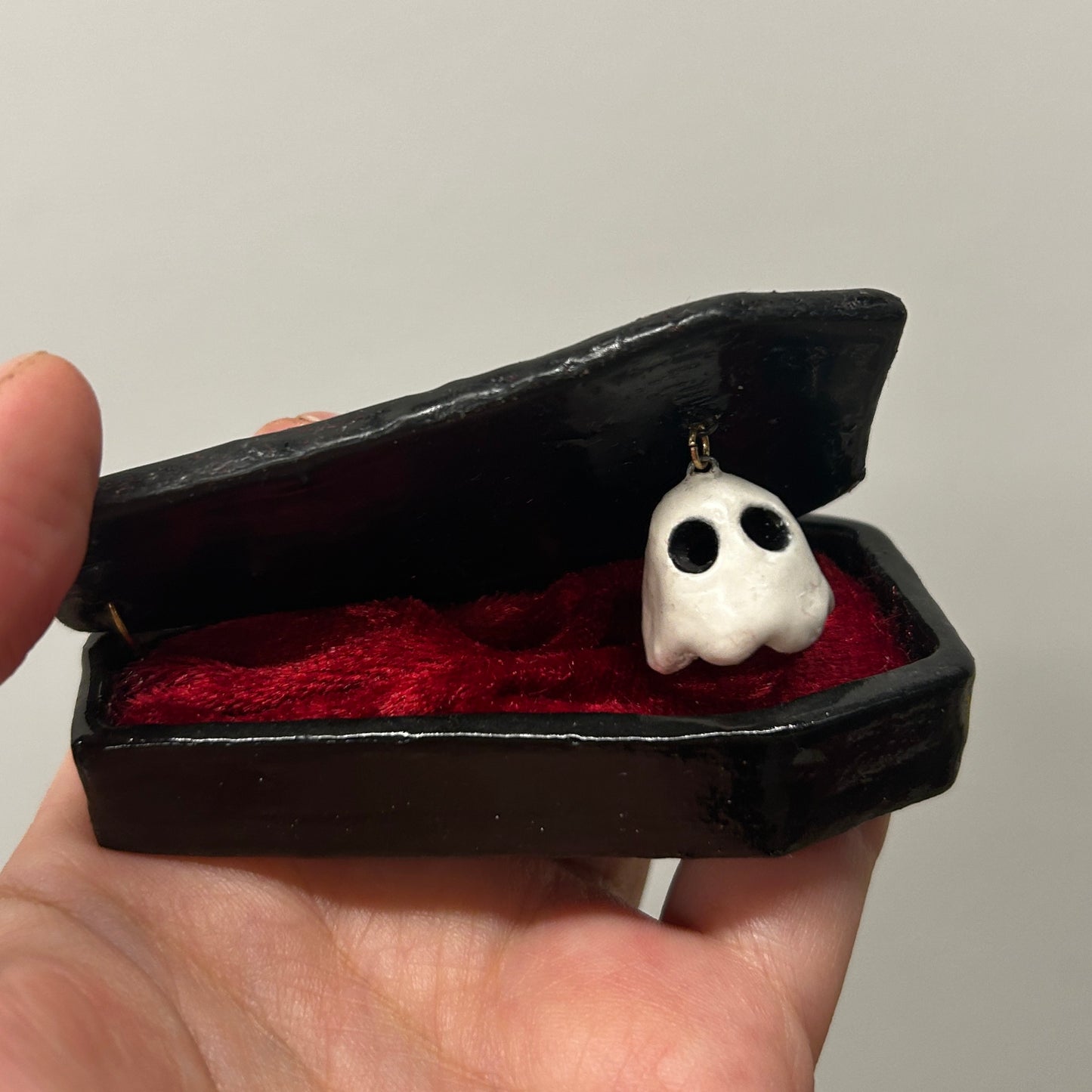 Coffin Trinket Box with Hanging Ghost