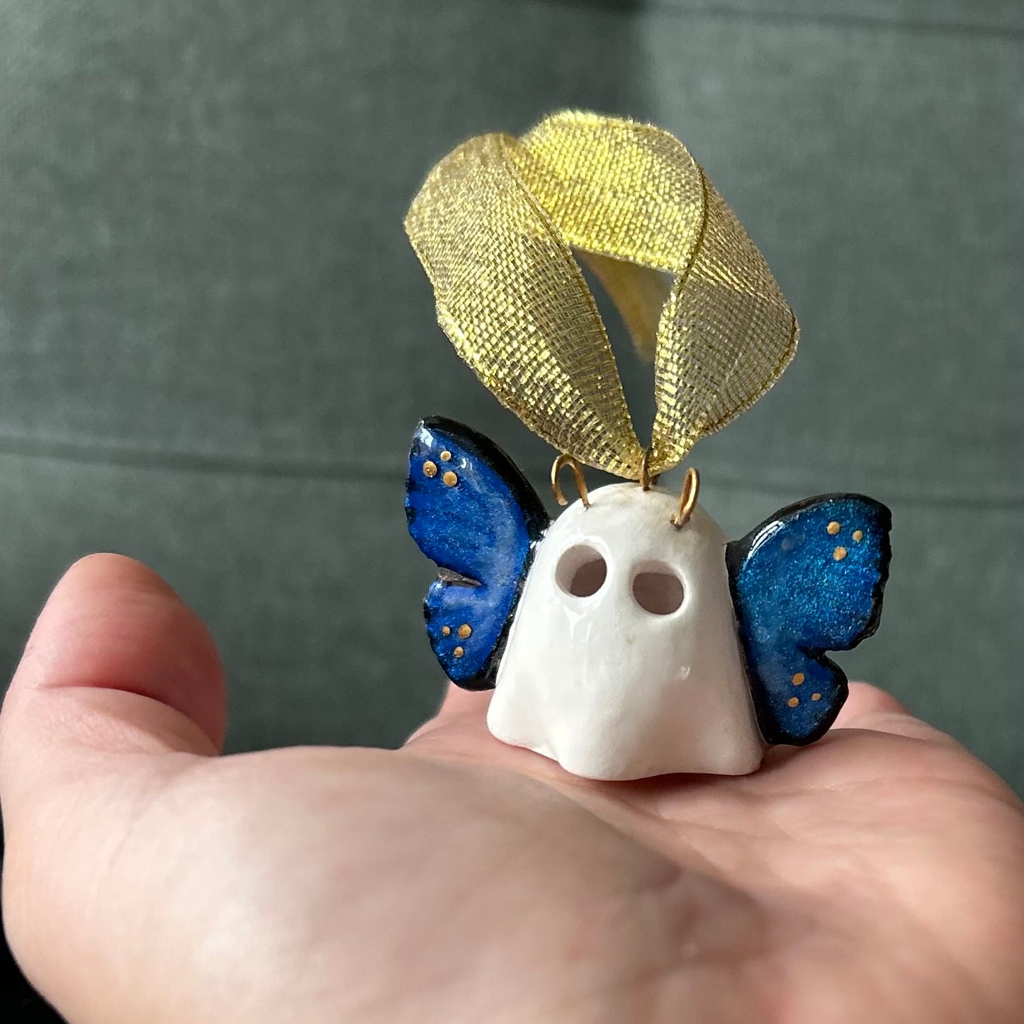 Blue Morpho Butterfly Ghost Ornament
